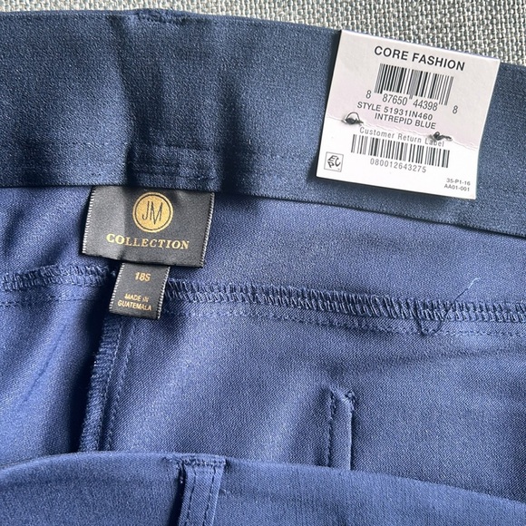 JM COLLECTION Regular Length Curvy-Fit Straight-Leg Blue Pants Comfort Size 18 S - Picture 3 of 10